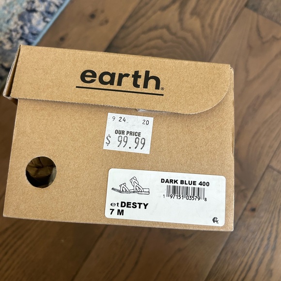 NEW IN BOX! Earth Woman's Desty Round Toe Woven Casual Slip-on Blue Sandals Sz 7 - Picture 8 of 13